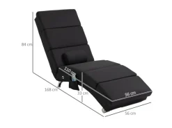 Outlet HOMCOM Relaxliege mit Massagefunktion Polyester Stahl 168L x 56B x 84H cm Schwarz