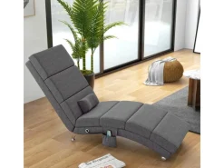 HOMCOM Relaxliege mit Massagefunktion Rückenlehne mit 5 Modi Kissen Dunkelgrau