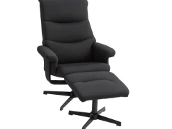 Outlet HOMCOM Relaxsessel mit Hocker Polyester Schwarz 74L x 81B x 102H cm