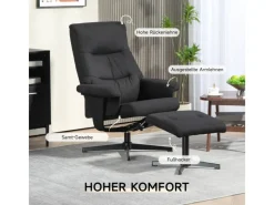 Outlet HOMCOM Relaxsessel mit Hocker Polyester Schwarz 74L x 81B x 102H cm