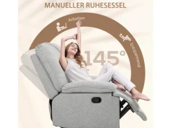 HOMCOM Relaxsessel mit Liegefunktion Fußstütze Taschenfederkern