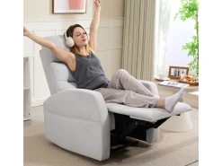 Sale HOMCOM Relaxsessel mit Liegefunktion Polyester 76L x 93B x 103H cm Hellgrau