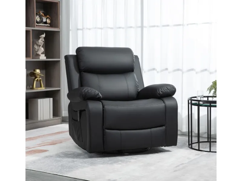 Sale HOMCOM Relaxsessel mit Massagefunktion Elektrisch Kunstleder Schwarz