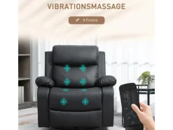 Sale HOMCOM Relaxsessel mit Massagefunktion Elektrisch Kunstleder Schwarz