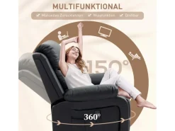 Sale HOMCOM Relaxsessel mit Massagefunktion Elektrisch Kunstleder Schwarz