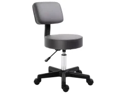 HOMCOM Rollhocker Höhenverstellbar mit Lehne Ø35 x 72-84 cm