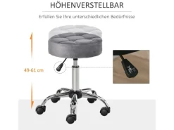 New HOMCOM Salonstuhl mit Rädern Drehbar 35 x 35 x 49-61cm