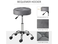 New HOMCOM Salonstuhl mit Rädern Drehbar 35 x 35 x 49-61cm