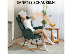 HOMCOM Schaukelstuhl Kord Buchenholz Stahl Schaumstoff