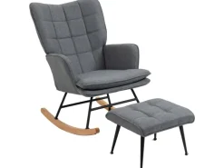 HOMCOM Schaukelstuhl mit Hocker