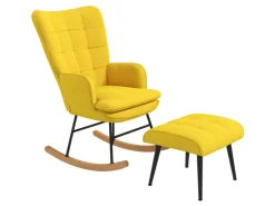 Clearance HOMCOM Schaukelstuhl mit Hocker 64x90x89 cm