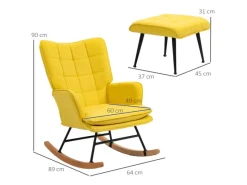 Clearance HOMCOM Schaukelstuhl mit Hocker 64x90x89 cm