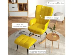 Clearance HOMCOM Schaukelstuhl mit Hocker 64x90x89 cm