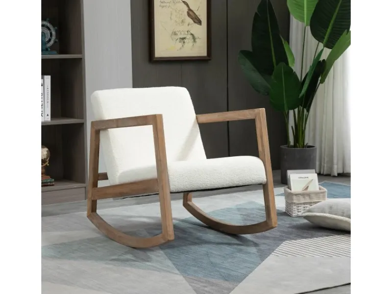 Sale HOMCOM Schaukelstuhl mit Holzrahmen 60 x 81 x 71 cm