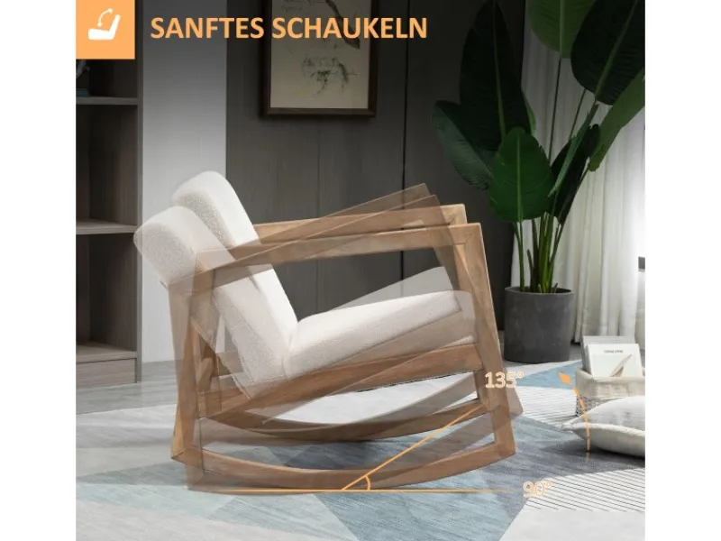 Sale HOMCOM Schaukelstuhl mit Holzrahmen 60 x 81 x 71 cm