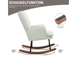 Discount HOMCOM Schaukelstuhl mit Hocker Leinenoptik