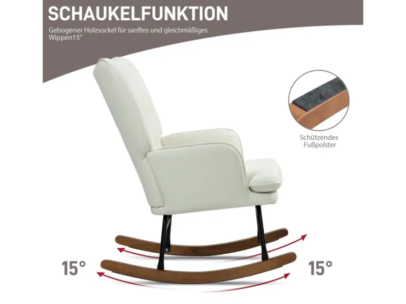 Discount HOMCOM Schaukelstuhl mit Hocker Leinenoptik