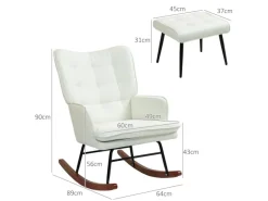 Discount HOMCOM Schaukelstuhl mit Hocker Leinenoptik