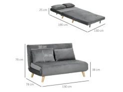 HOMCOM Schlafsessel mit Bettfunktion Kissen und Verstellbarer Rückenlehne