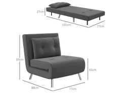 Outlet HOMCOM Schlafsessel mit Bettfunktion Kissen 77 x 88 x 83 cm