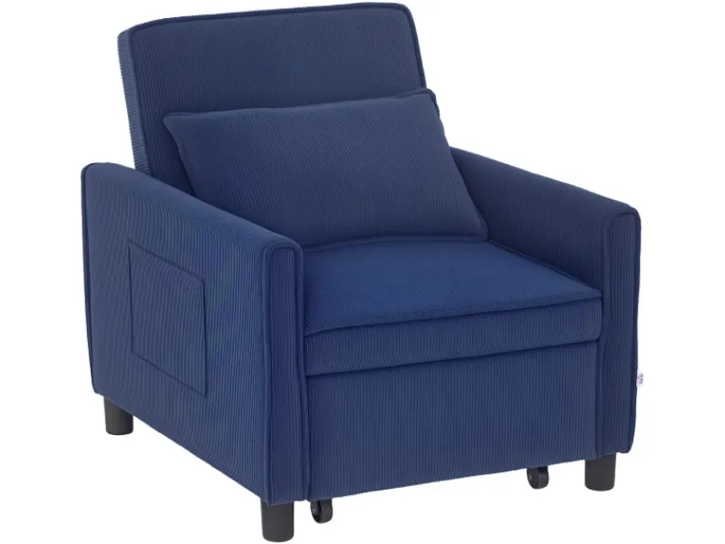 Outlet HOMCOM Schlafsessel Polyester Eukalyptusholz 74L x 84B x 81H cm Blau