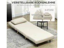 HOMCOM Schlafsessel Polyester Stahl Beige 72L x 78B x 79H cm