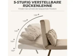 New HOMCOM Schlafsofa mit Bettfunktion Rückenkissen 102 x 73 x 81 cm