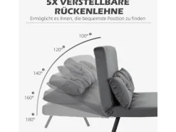 HOMCOM Schlafsofa mit Bettfunktion Rückenkissen 102B x 73T x 81H cm