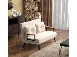 Discount HOMCOM Schlafsofa mit Rückenkissen Stahl Polyester Beige 102L x 73B x 81H cm