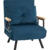 HOMCOM Schlafsofa mit Rückenkissen Stahl Polyester Blau 63L x 73B x 81H cm