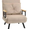 HOMCOM Schlafsofa mit Rückenkissen Stahl Polyester Beige 63L x 73B x 81H cm