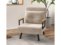 HOMCOM Schlafsofa mit Rückenkissen Stahl Polyester Beige 63L x 73B x 81H cm