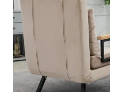 HOMCOM Schlafsofa mit Rückenkissen Stahl Polyester Beige 63L x 73B x 81H cm