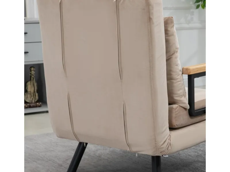 HOMCOM Schlafsofa mit Rückenkissen Stahl Polyester Beige 63L x 73B x 81H cm