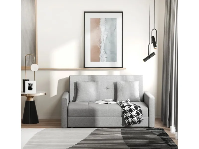 HOMCOM Schlafsofa 2-Sitzer mit Bettfunktion Rückenkissen 152 x 101 x 81cm