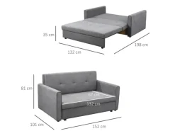 HOMCOM Schlafsofa 2-Sitzer mit Bettfunktion Rückenkissen 152 x 101 x 81cm