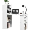 Clearance HOMCOM Schreibtisch mit Regal Laptoptisch Büroregal Weiß 120 x 55 x 120 cm