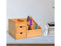 Sale HOMCOM Schreibtisch-Organiser Bambus Natur L33 x B20,5 x H15,5 cm