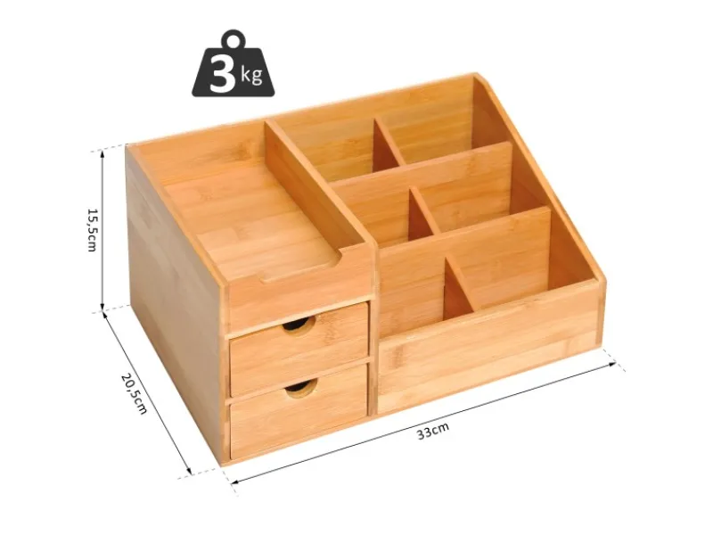 Sale HOMCOM Schreibtisch-Organiser Bambus Natur L33 x B20,5 x H15,5 cm