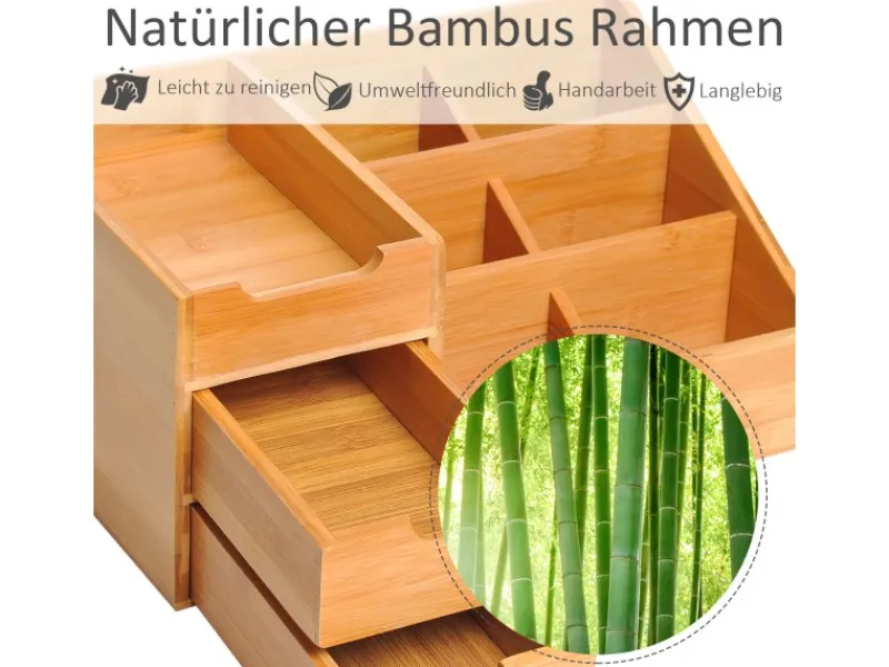 Sale HOMCOM Schreibtisch-Organiser Bambus Natur L33 x B20,5 x H15,5 cm