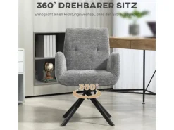 Sale HOMCOM Sessel Drehbar Loungesessel mit Armlehne für Wohnzimmer Schlafzimmer Dunkelgrau