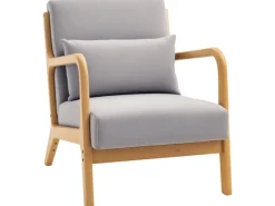 HOMCOM Sessel mit Armlehne Polyester Grau 61B x 78T x 76H cm