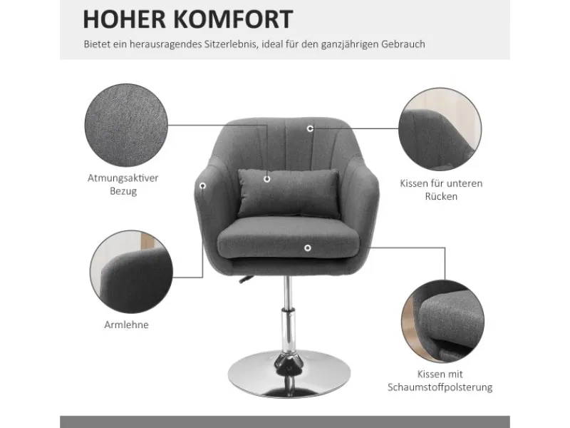 Sale HOMCOM Sessel mit Armlehne Polyester 60B x 60T x 79-91H cm Dunkelgrau