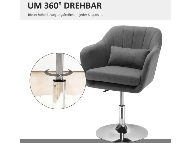 Sale HOMCOM Sessel mit Armlehne Polyester 60B x 60T x 79-91H cm Dunkelgrau