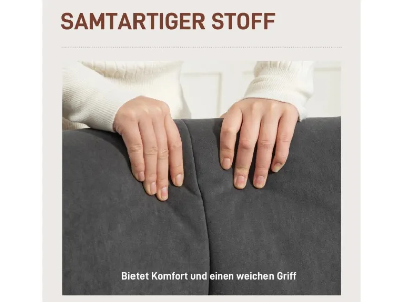 HOMCOM Sessel mit Holzbeine mit Samtoptik Samt Grau 75L x 66B x 100H cm