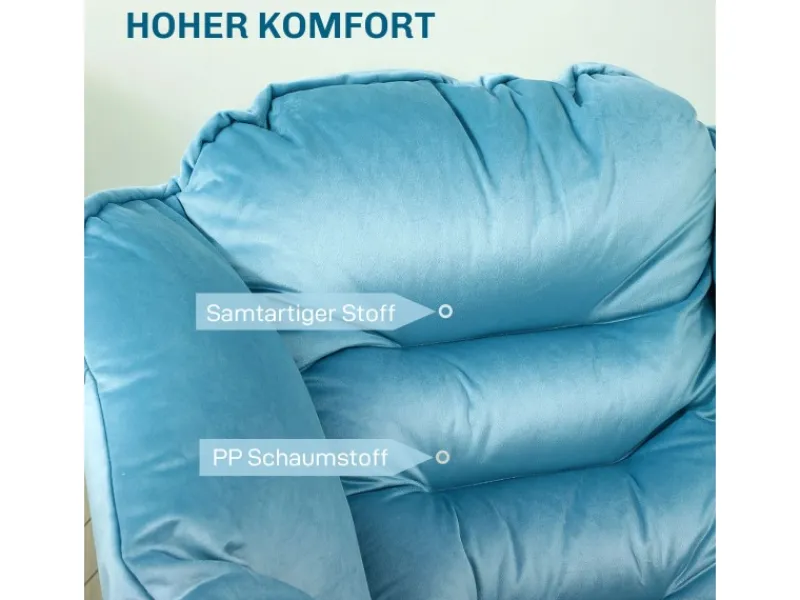 Discount HOMCOM Sessel mit Seitentasche Polyester Blau 80L x 78B x 100H cm