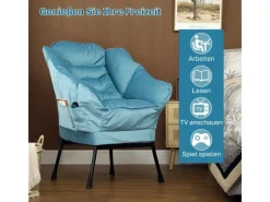 Discount HOMCOM Sessel mit Seitentasche Polyester Blau 80L x 78B x 100H cm