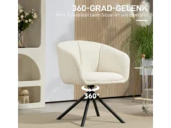 Discount HOMCOM Sessel Polyester Metall Cremeweiß 58,5L x 59B x 78,5H cm