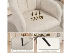 Sale HOMCOM Sessel Wohnzimmer Loungesessel mit Stahlbeine Samtoptik für Schlafzimmer Beige