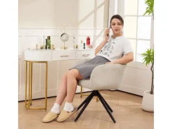 Sale HOMCOM Sessel Wohnzimmer Loungesessel mit Stahlbeine Samtoptik für Schlafzimmer Beige